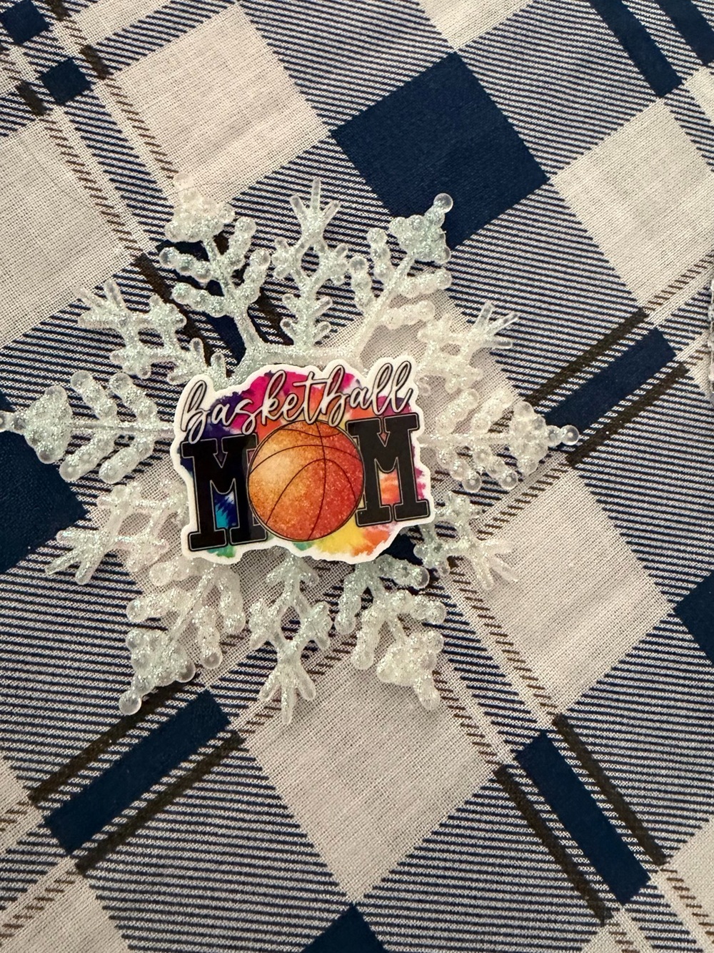 Basketball MOM ornament- Rainbow Basketball Design